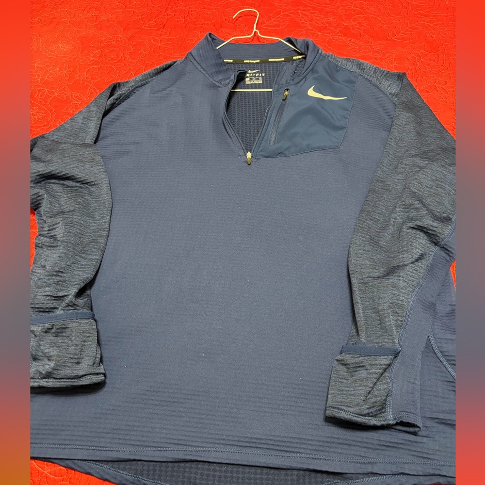 Nike Running Dri-Fit Soft Poly Light Navy Blue Pullover Zipper Pocket Size XXL